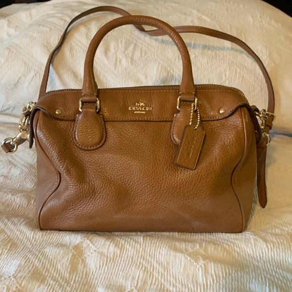 Coach Handbags - Coach Slouchy caramel brown hand bag with gold zipper NWOT
